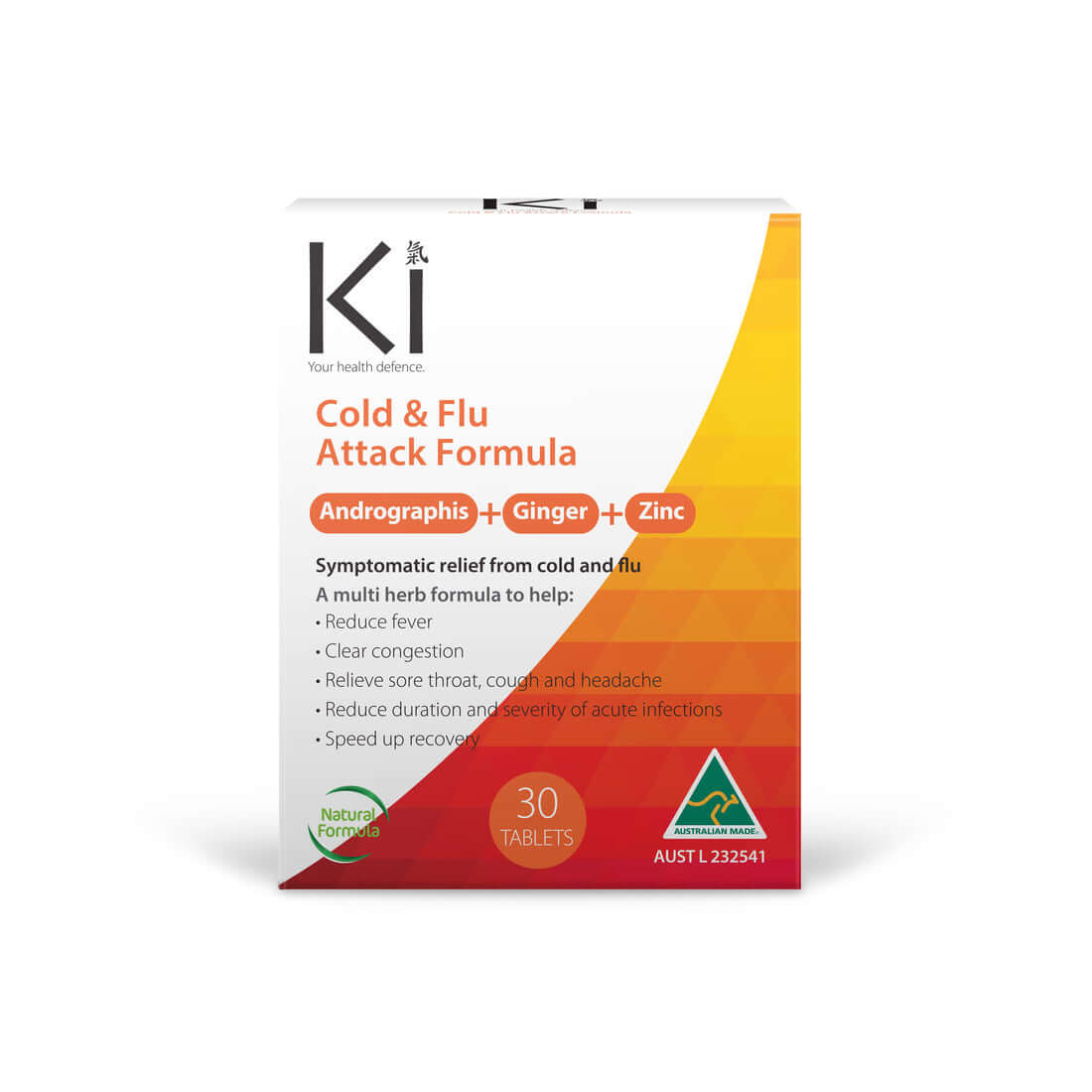 Ki Cold & Flu Attack Formula 30 Tablets | Nutrition Plus