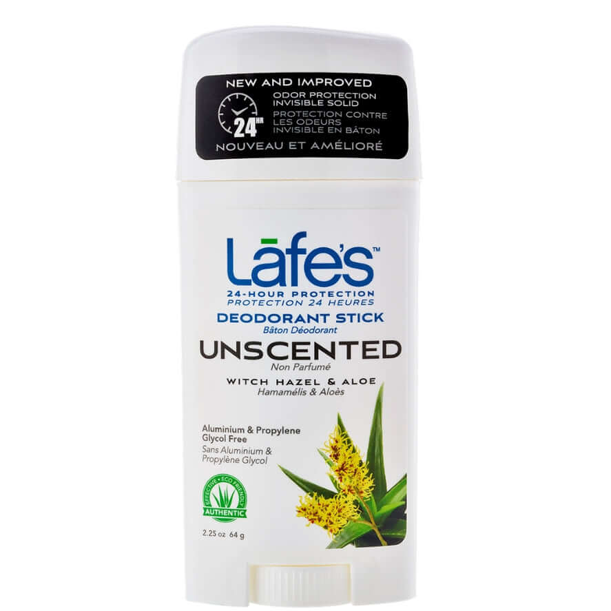 Lafe's Deodorant Stick - Unscented (Fragrance Free) 64 Grams - Nutrition Plus