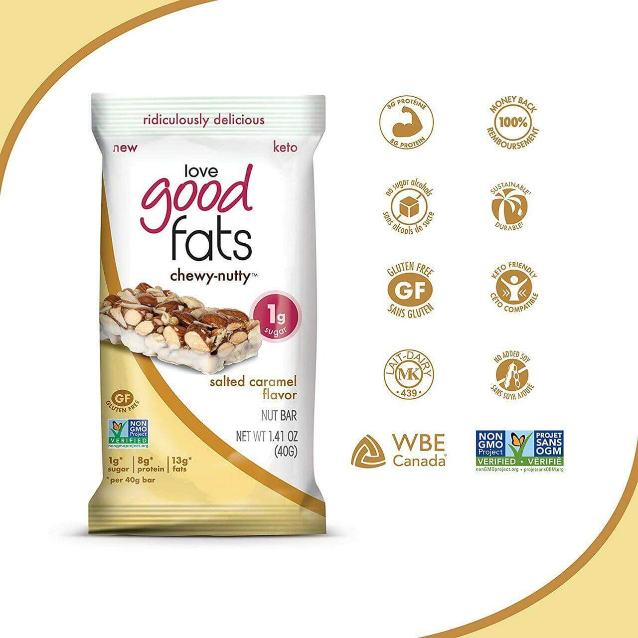 Love Good Fats - Chewy Nutty Bar 40 Grams - Nutrition Plus