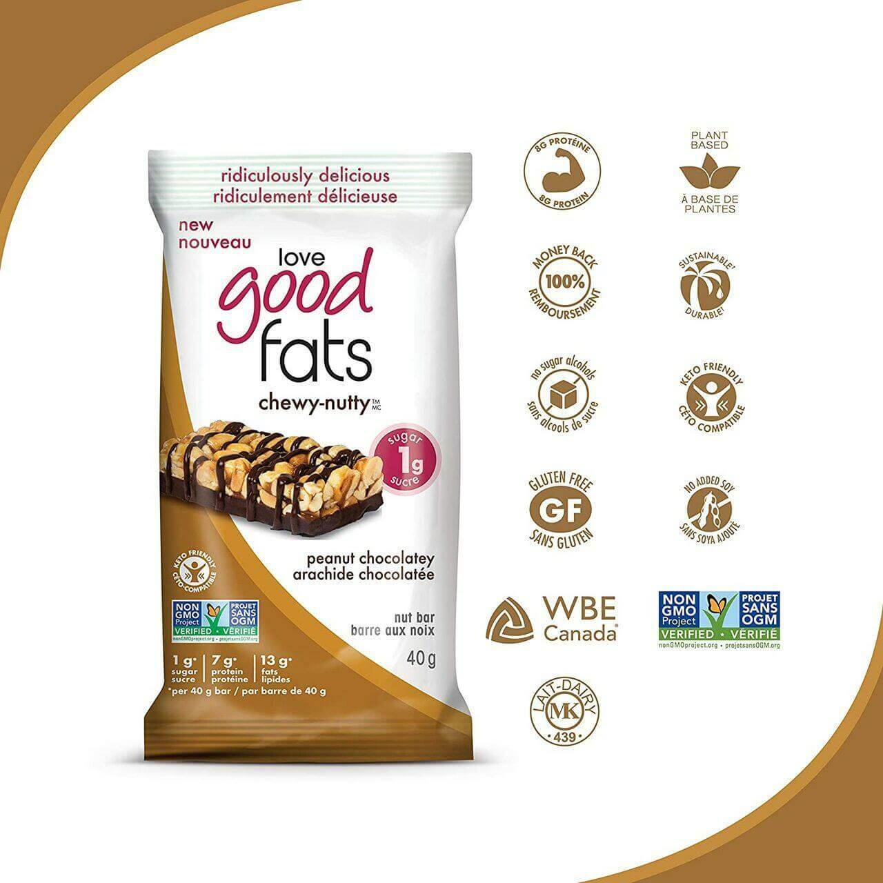 Love Good Fats - Chewy Nutty Bar 40 Grams - Nutrition Plus