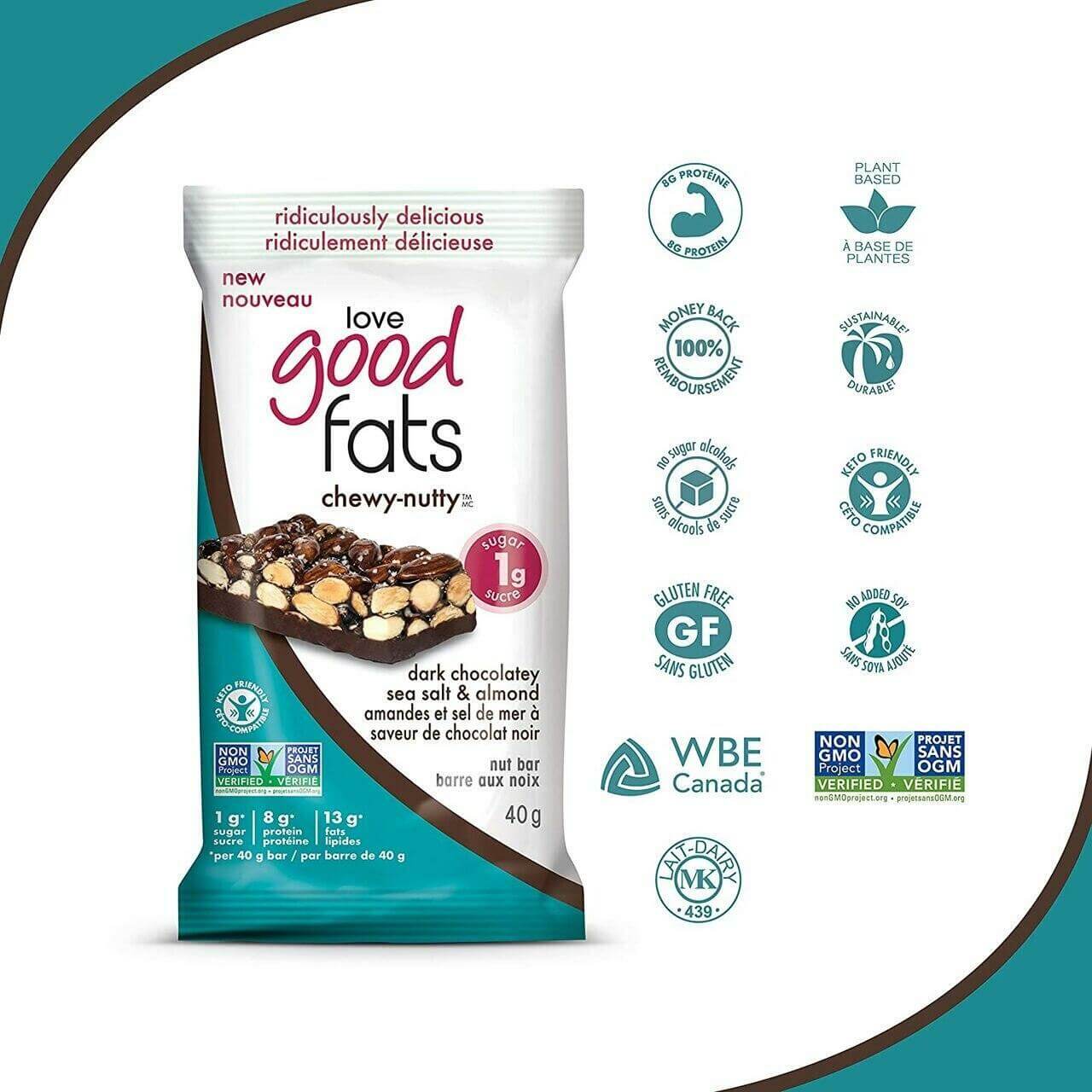 Love Good Fats - Chewy Nutty Bar 40 Grams - Nutrition Plus