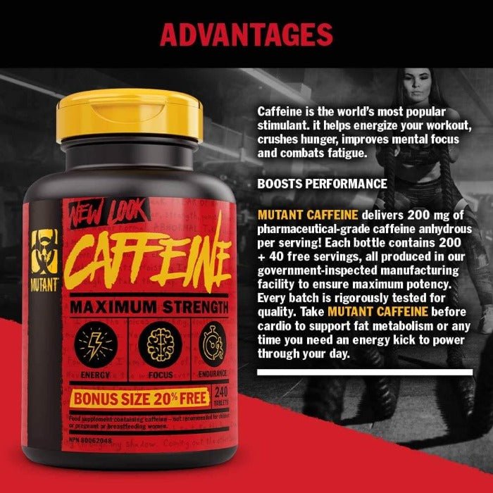 Mutant Caffeine 200 Tablets plus 40 Free - Nutrition Plus