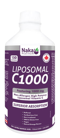 Thumbnail for Naka Liposomal Vitamin C 1,000mg Liquid - Nutrition Plus