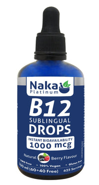 Thumbnail for Naka Vitamin B12 1,000mcg 100mL Dropper, Berry Flavour - Nutrition Plus