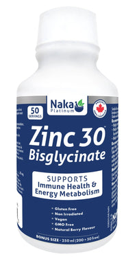 Thumbnail for Naka Zinc Bisglycinate 30mg 250mL Liquid - Nutrition Plus
