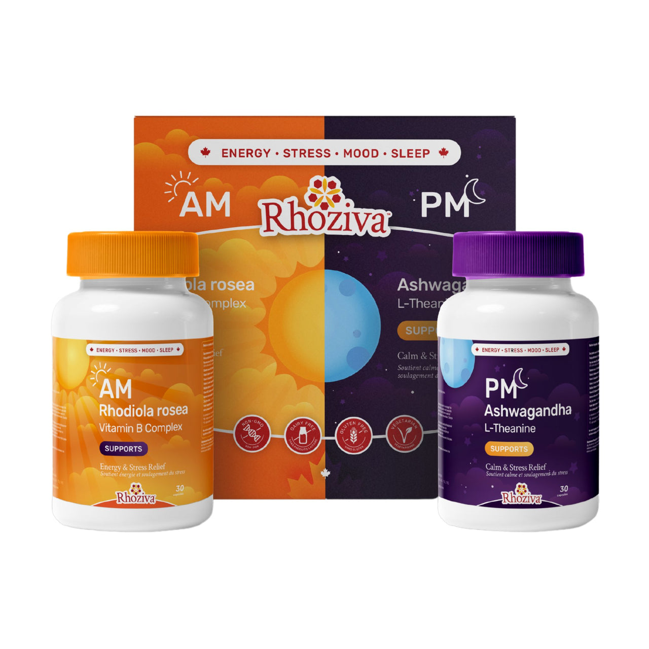 Nanton Rhoziva AM/PM Kit (2 Bottles; 30 Caps Each) - Nutrition Plus