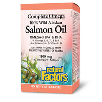 Thumbnail for Natural Factors 100% Wild Alaskan Salmon Oil 1300 mg 180 Softgels - Nutrition Plus