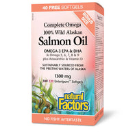 Thumbnail for Natural Factors 100% Wild Alaskan Salmon Oil 1300 mg 220 Softgels BB - Nutrition Plus