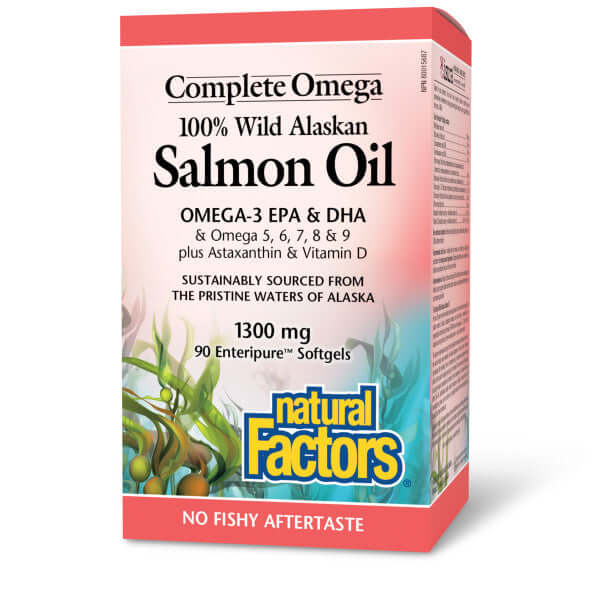 Natural Factors 100% Wild Alaskan Salmon Oil 1300 mg 90 Softgels - Nutrition Plus