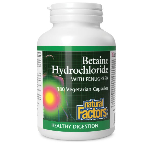 Natural Factors Betaine Hydrochloride with Fenugreek Veg Capsules - Nutrition Plus