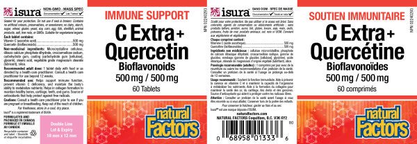 Natural Factors C Extra + Quercetin Bioflavnoids 500mg 60 Tablets - Nutrition Plus