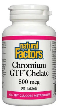Thumbnail for Natural Factors Chromium GTF Chelate 500 mcg 90 Tablets - Nutrition Plus