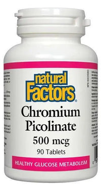 Thumbnail for Natural Factors Chromium Picolinate 500 mcg 90 Tablets - Nutrition Plus