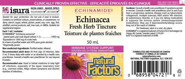 Natural Factors Echinamide Echinacea Fresh Herb Tincture 50mL - Nutrition Plus