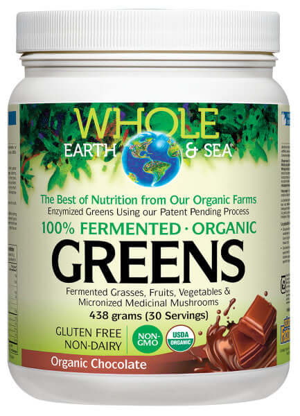 Natural Factors Fermented Greens Powder, Organic Chocolate, 438 Grams - Nutrition Plus