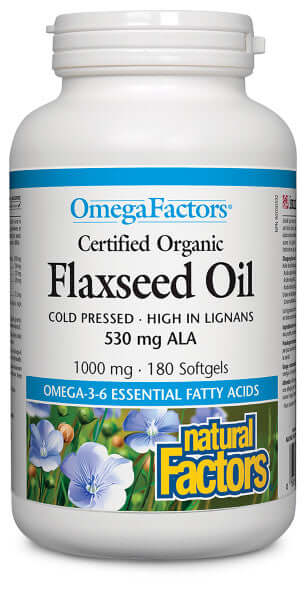 Natural Factors Flaxseed Oil Certified Organic 1000mg - Nutrition Plus