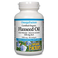 Thumbnail for Natural Factors Flaxseed Oil Certified Organic 1000mg - Nutrition Plus