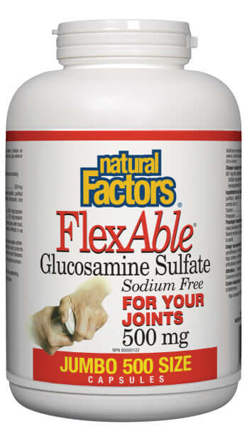 Natural Factors FlexAble Glucosamine Sulfate 500mg 500 Capsules - Nutrition Plus