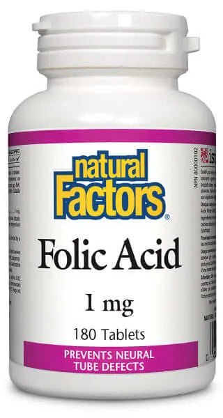 Natural Factors Folic Acid 1mg 180 Tablets - Nutrition Plus