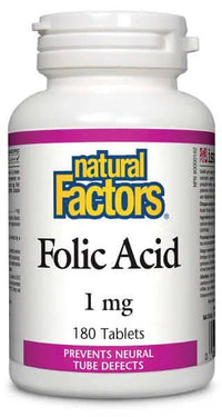 Thumbnail for Natural Factors Folic Acid 1mg 180 Tablets - Nutrition Plus