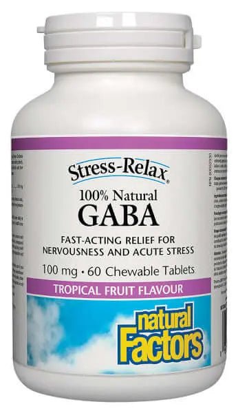 Natural Factors GABA 100mg 60 Chewable Tablets - Nutrition Plus