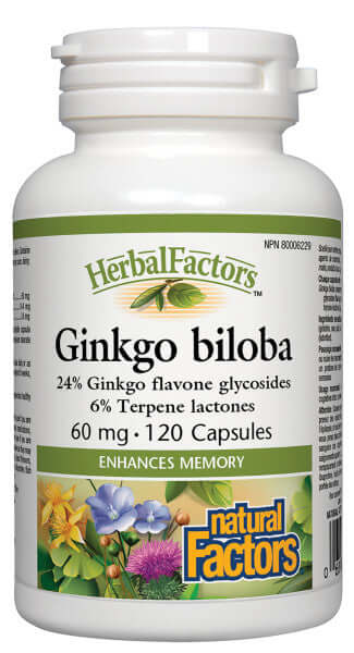 Natural Factors Ginkgo biloba 60 mg 120 Capsules - Nutrition Plus