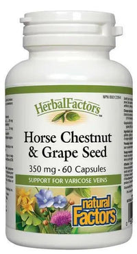 Thumbnail for Natural Factors Horse Chestnut & Grape Seed 60 Capsules - Nutrition Plus