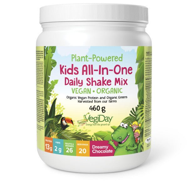 Natural Factors Kids All-In-One Daily Shake Mix, Dreamy Chocolate 460 Grams - Nutrition Plus