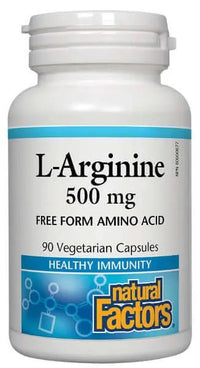 Thumbnail for Natural Factors L-Arginine 500mg 90 Veg Capsules - Nutrition Plus