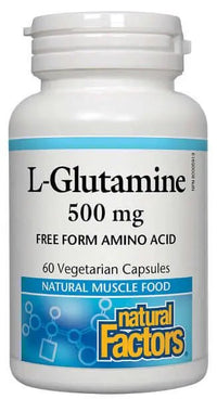 Thumbnail for Natural Factors L-Glutamine 500 mg 60 Veg Capsules - Nutrition Plus