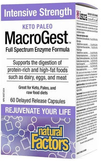 Thumbnail for Natural Factors MacroGest Keto Paleo Intensive Strength 60 Delayed Release Capsules - Nutrition Plus