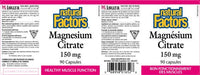 Thumbnail for Natural Factors Magnesium Citrate 150mg 90 Capsules - Nutrition Plus