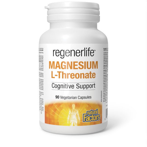 Natural Factors Magnesium Magnesium L-Threonate, Regenerlife 90 Veg Capsules - Nutrition Plus