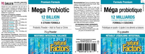 Natural Factors Mega Probiotic 12 Billion 75 Grams - Nutrition Plus