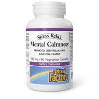 Thumbnail for Natural Factors Mental Calmness L-Theanine 125mg 60 Veg Capsules - Nutrition Plus