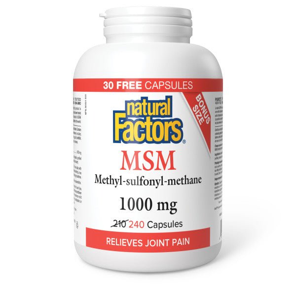 Natural Factors MSM Methyl-Sulfonyl-Methane 1000mg 240 Capsules - Nutrition Plus
