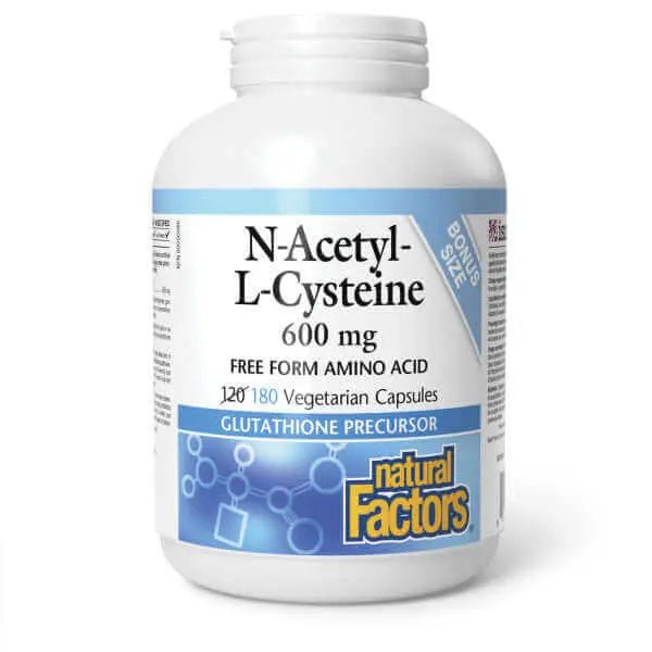 Natural Factors N-Acetyl L-Cysteine NAC 600 mg 180 Veg Capsules - Nutrition Plus