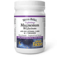 Thumbnail for Natural Factors Nighttime Magnesium Bisglycinate Stress Relax 120 Grams - Nutrition Plus