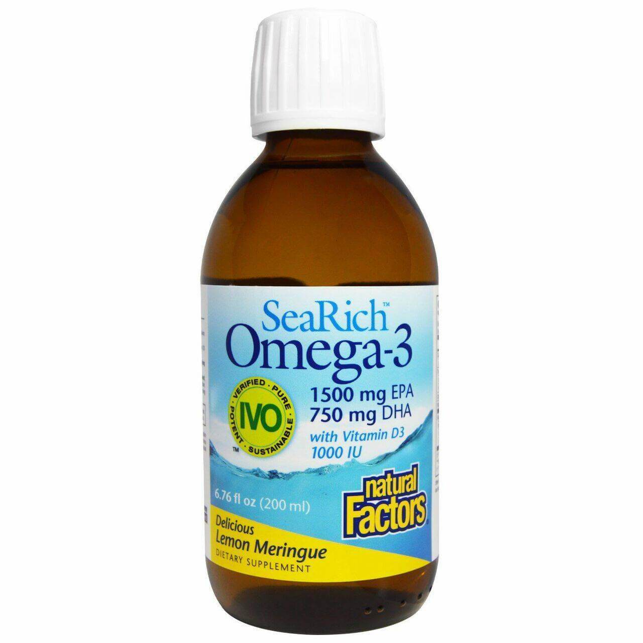 Natural Factors Omega-3 with D3 750 mg EPA/500 mg DHA, Lemon Meringue 200 mL - Nutrition Plus