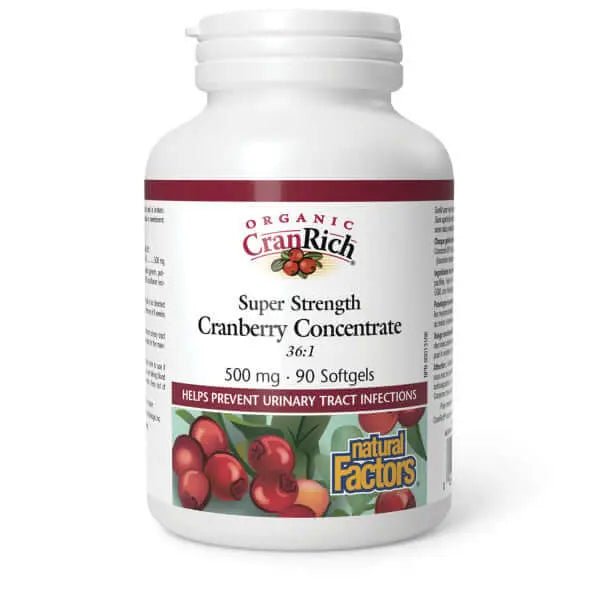 Natural Factors Organic Super Strength Cranberry 500mg 90 Softgels - Nutrition Plus