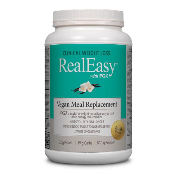 Natural Factors RealEasy with PGX Vegan Meal Replacement, Vanilla 830 Grams - Nutrition Plus