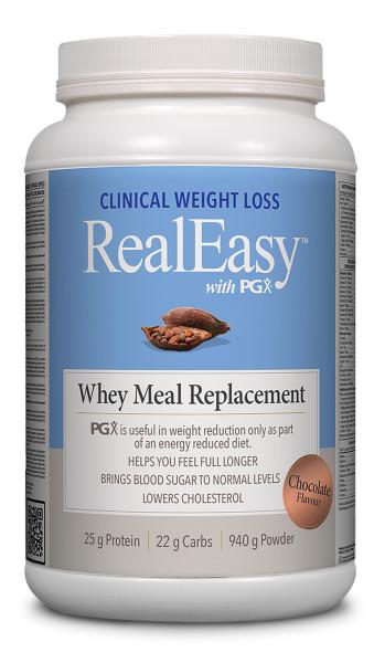 Natural Factors RealEasy with PGX Whey Meal Replacement, Chocolate 940 Grams - Nutrition Plus