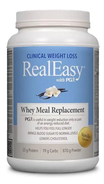 Natural Factors RealEasy with PGX Whey Meal Replacement, French Vanilla 870 Grams - Nutrition Plus