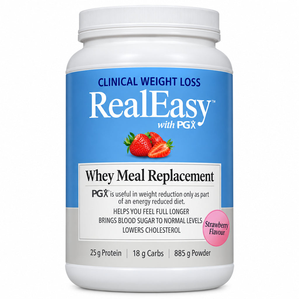 Natural Factors RealEasy with PGX Whey Meal Replacement, Strawberry 855 Grams - Nutrition Plus