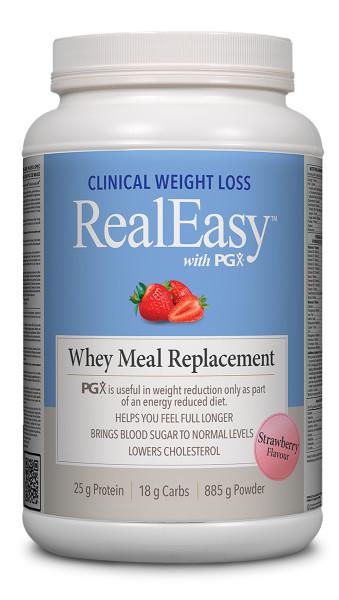 Natural Factors RealEasy with PGX Whey Meal Replacement, Strawberry 855 Grams - Nutrition Plus