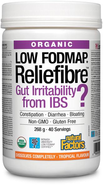 Natural Factors Reliefibre Organic, Tropical Flavour 268 Grams - Nutrition Plus
