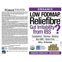 Thumbnail for Natural Factors Reliefibre Organic, Unflavoured 200 Grams - Nutrition Plus