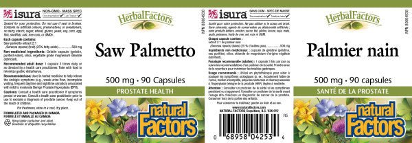 Natural Factors Saw Palmetto 500 mg 90 Capsules - Nutrition Plus