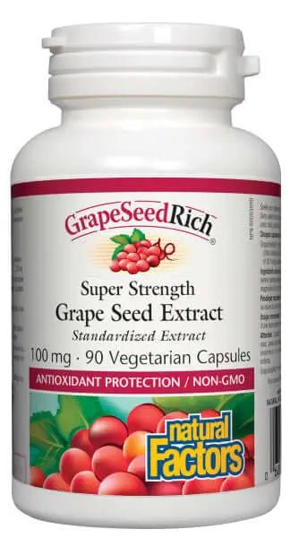 Natural Factors Super Strength Grape Seed Extract 100mg 90 Capsules - Nutrition Plus