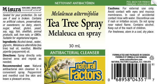 Natural Factors Tea Tree Spray 30mL - Nutrition Plus